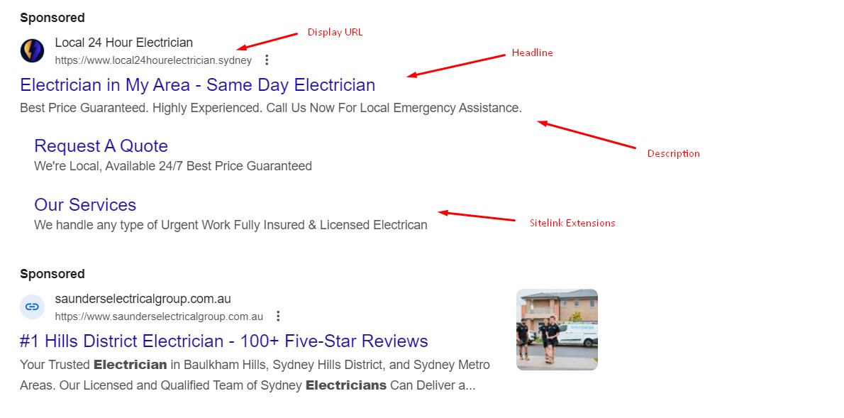 What are headlines and descriptions on Google Ads